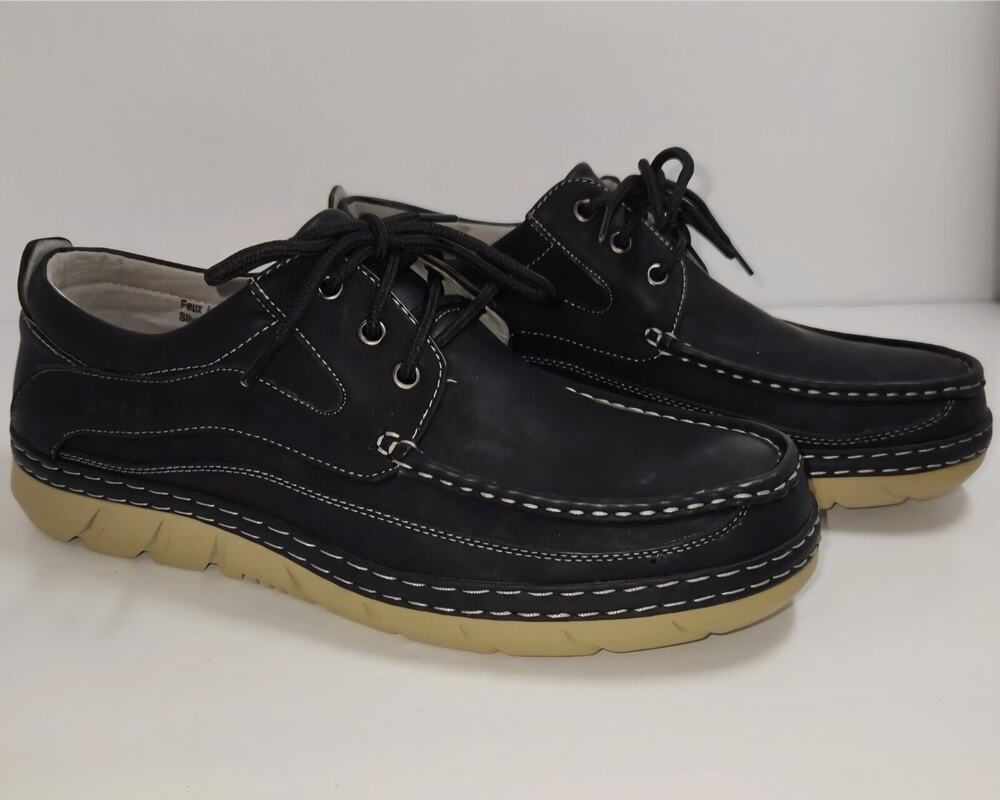 Solo Men's Lace Up Shoes Faux Leather 10 Black Silvio-200 Loafers Casual